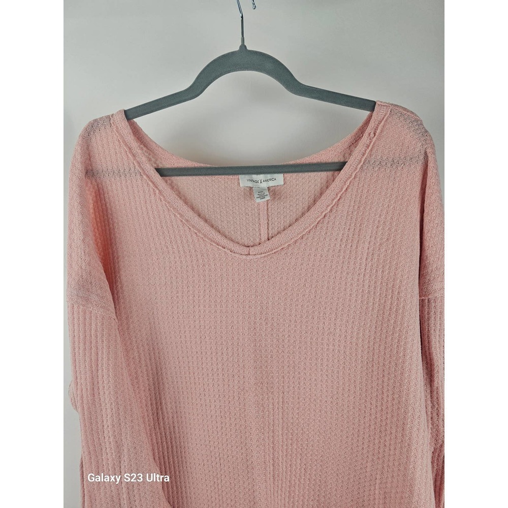 Women's Vintage America Thermal Knit top szXXL, PEACHY PINK